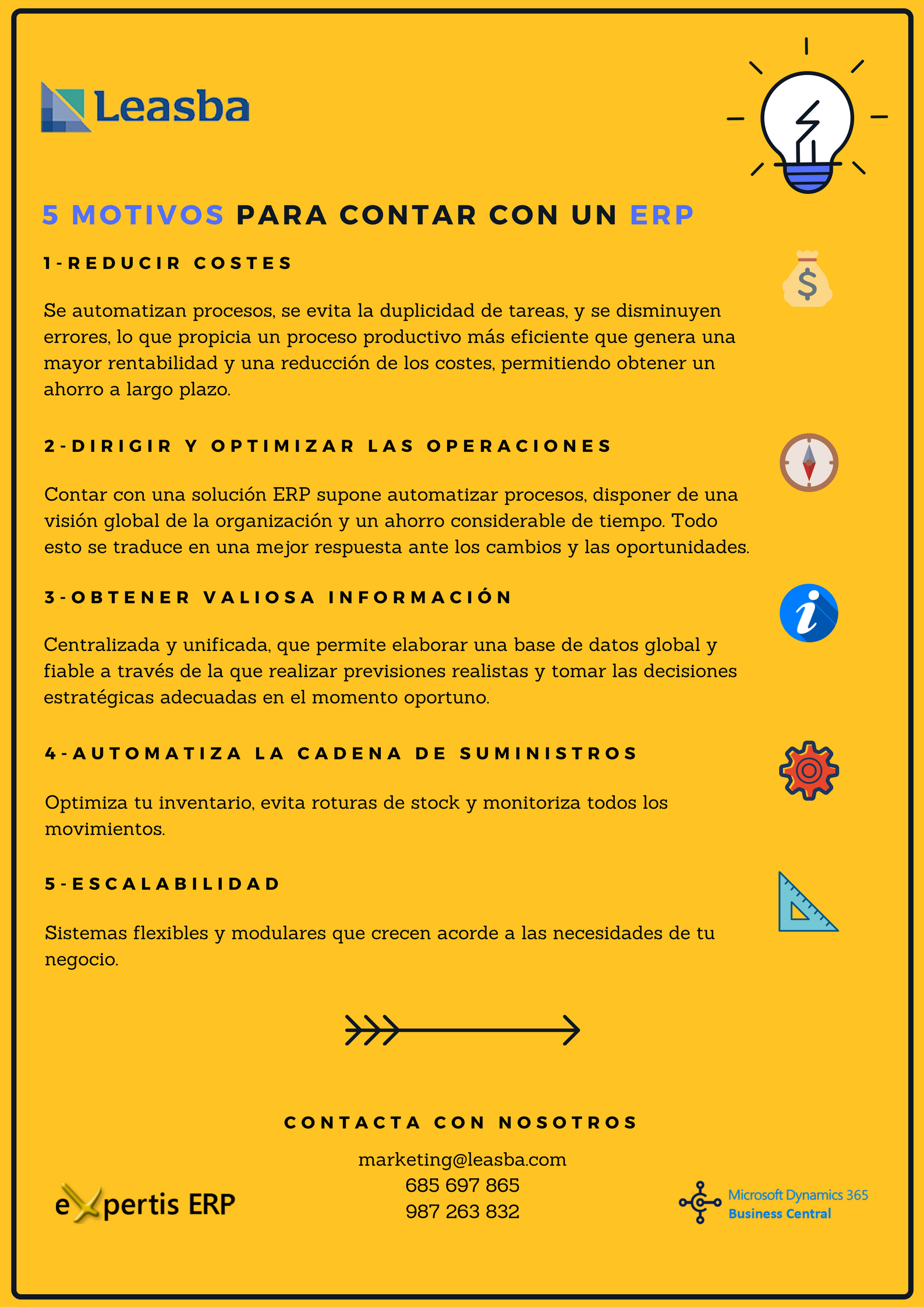 Infografía 5 motivos para implementar un ERP