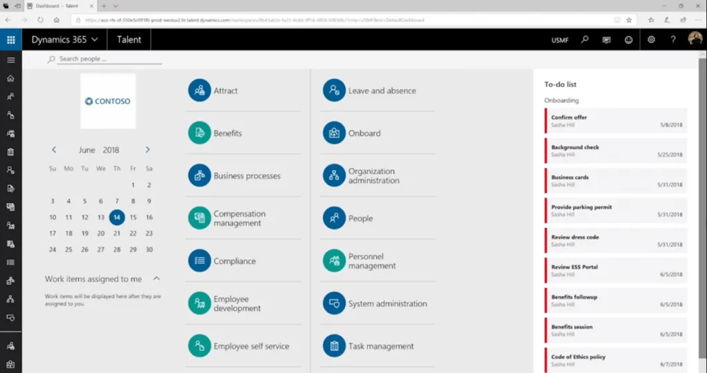 Interfaz de Dynamics 365 for Talent