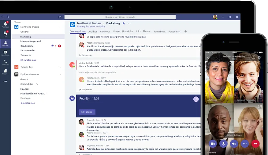 Interfaz de Microsoft Teams.