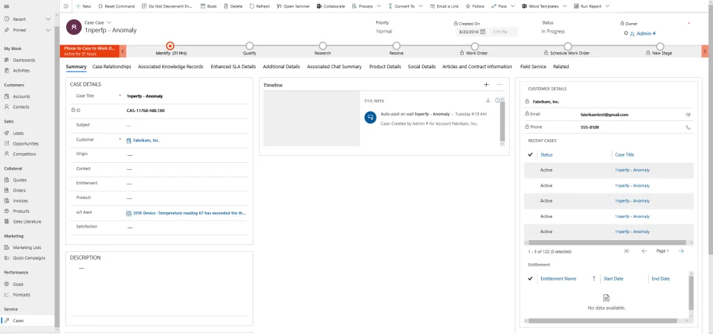 Interfaz de casos de Dynamics 365 for Sales