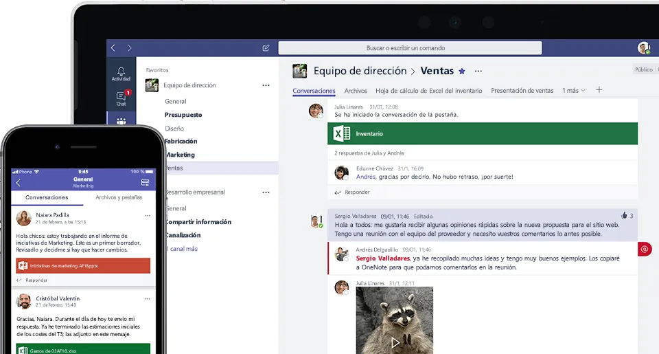 Interfaz de Microsoft Teams