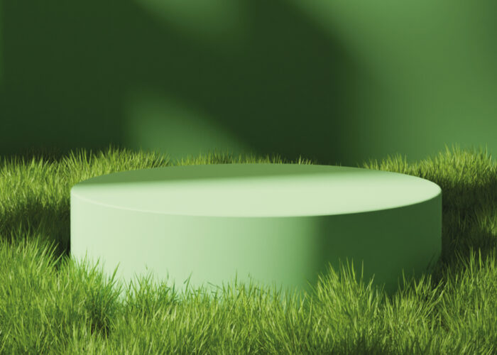podio verde con fondo verde